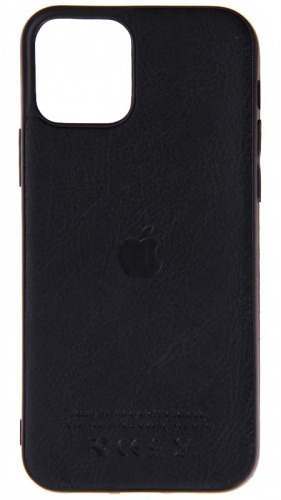 Силиконовый чехол для Apple iPhone 12/12 Pro кожа с лого черный