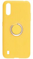 Силиконовый чехол Soft Touch для Samsung Galaxy A01/A015 с держателем желтый