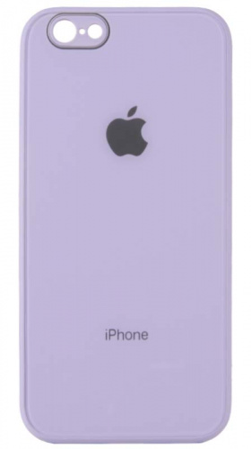 Силиконовый чехол для Apple iPhone 6/6S стеклянный с защитой камеры ярко-сиреневый