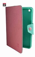 Чехол книга для iPad mini с застежкой (темно-розовый+бирюзовый)