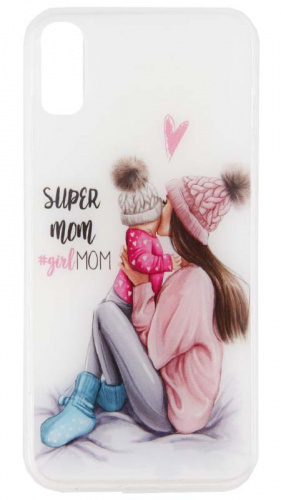 Силиконовый чехол для Apple iPhone X/XS Девушки Super Mom