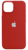 Задняя накладка Soft Touch для Apple Iphone 14 красный с белым яблоком