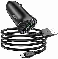 АЗУ 2 USB HOCO Z39 пластик QC3.0 кабель микро USB чёрный