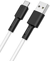 Кабель USB - Type-C Borofone BX31 Soft, 1.0м, круглый, 2.4A, силикон белый