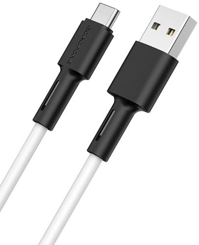 Кабель USB - Type-C Borofone BX31 Soft, 1.0м, круглый, 2.4A, силикон белый