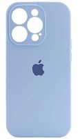 Силиконовый чехол Soft Touch для Apple iPhone 14 Pro с защитой камеры лого светло-голубой
