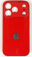 Силиконовый чехол для Apple iPhone 17 Pro стеклянный с защитой камеры красный