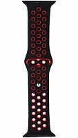 Ремешок на руку для Apple Watch 42-44mm силиконовый Sport N черный/красный