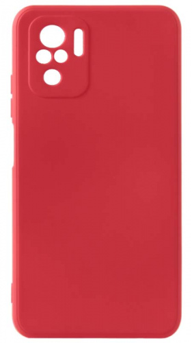 Силиконовый чехол для Xiaomi Redmi Note 10 матовый с защитой камеры красный