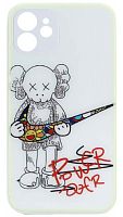 Силиконовый чехол для Apple iPhone 12 стеклянный фосфорный Kaws nike