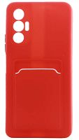 Силиконовый чехол для Tecno Pova 3 с кардхолдером красный