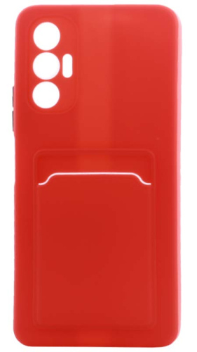Силиконовый чехол для Tecno Pova 3 с кардхолдером красный