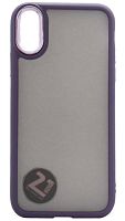 Силиконовый чехол для Apple iPhone X/XS хром с глянцевой камерой фиолетовый