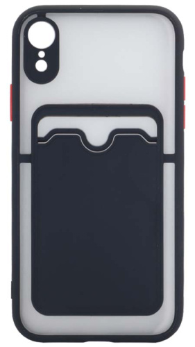 Силиконовый чехол для Apple iPhone XR с кардхолдером хром черный