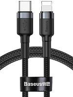 Кабель 8 pin - Type-C Baseus Cafule, 1.0м, круглый, 2.4A, нейлон, чёрный