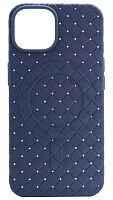 Силиконовый чехол для Apple iPhone 15 Magsafe Плетение синий