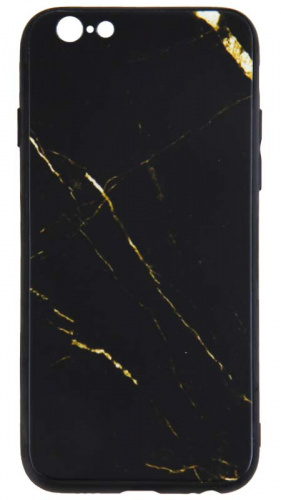 Силиконовый чехол для Apple iPhone 6/6S стеклянный мрамор чёрный