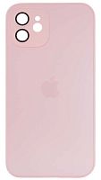 Силиконовый чехол для Apple iPhone 12 матовое стекло с линзами розовый