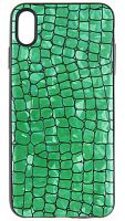 Силиконовый чехол для Apple iPhone XS Max Крокодил перламутр зеленый