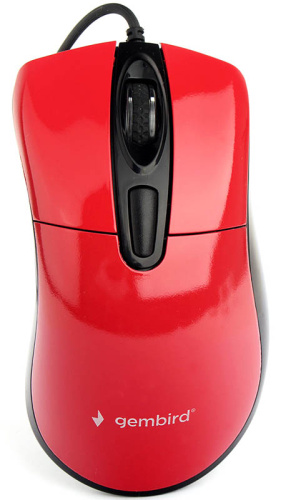 Мышь Gembird проводная MOP-415-R, красный, 3 кнопки, 2400DPI, кабель 1.4м