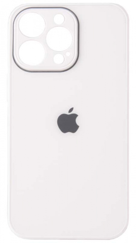 Силиконовый чехол для Apple iPhone 13 Pro стеклянный с защитой камеры белый