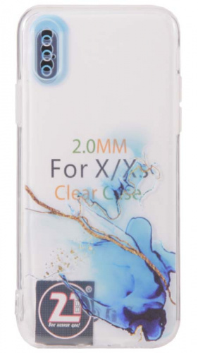 Силиконовый чехол для Apple iPhone X/XS water ink синий