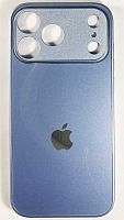 Силиконовый чехол для Apple iPhone 17 Pro Max стеклянный с защитой камеры голубой