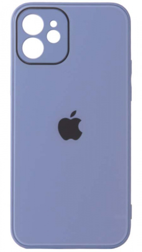 Силиконовый чехол для Apple iPhone 12 стеклянный с защитой камеры лавандовый