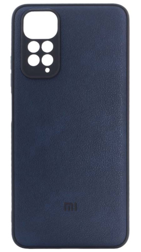 Силиконовый чехол для Xiaomi Redmi Note 11 кожа с лого синий