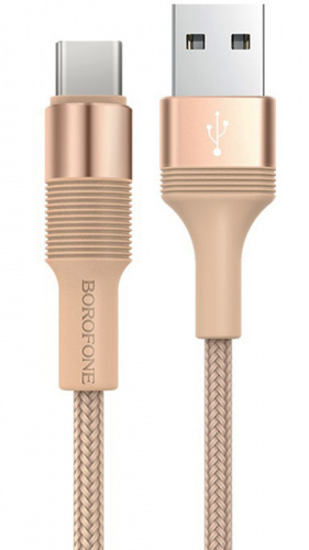 Кабель USB - Type-C Borofone BX21 Outstanding 1.0м круглый 3.0A ткань золотой