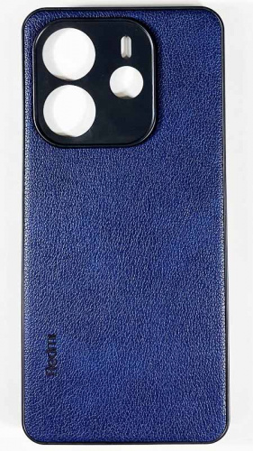 Силиконовый чехол для Xiaomi Redmi Note 14 кожа с лого синий