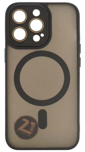Силиконовый чехол MagSafe для Apple iPhone 13 Pro матовый с линзами черный фото 2