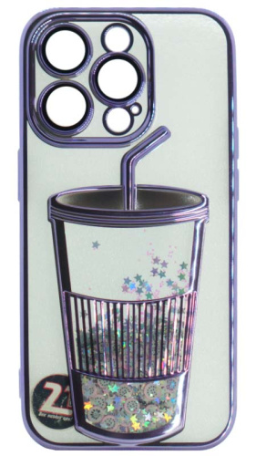Силиконовый чехол для Apple iPhone 14 Pro переливашка коктейль фиолетовый