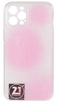 Силиконовый чехол для Apple iPhone 12 Pro Max тюльпан розово-прозрачный