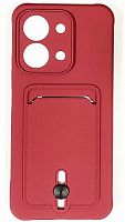 Силиконовый чехол для Xiaomi Redmi 15C с кардхолдером бордовый вид 2