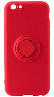 Силиконовый чехол для Apple iPhone 6/6S матовый с кольцом красный