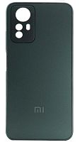 Силиконовый чехол для Xiaomi Redmi Note 12S матовое стекло с лого серый