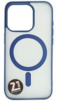 Силиконовый чехол для Apple iPhone 15 Pro MagSafe с окантовкой синий