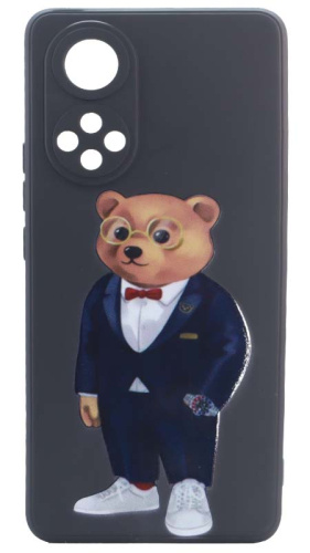 Силиконовый чехол для Honor 50/Nova 9 медведь в очках в ассортименте черный