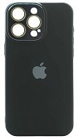 Силиконовый чехол для Apple iPhone 15 Pro Max с закрытой камерой черный