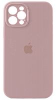 Силиконовый чехол Soft Touch для Apple iPhone 12 Pro с защитой камеры лого бледно-розовый