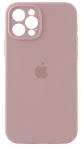 Силиконовый чехол Soft Touch для Apple iPhone 12 Pro с защитой камеры лого бледно-розовый