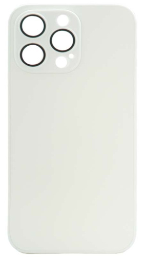Силиконовый чехол для Apple iPhone 15 Pro Max матовое стекло с линзами белый