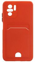 Силиконовый чехол для Xiaomi Redmi Note 10 с кардхолдером красный