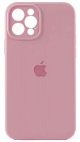 Силиконовый чехол Soft Touch для Apple iPhone 12 Pro с защитой камеры лого розовый