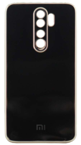 Силиконовый чехол для Xiaomi Redmi Note 8 Pro глянцевый с окантовкой черный