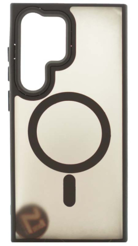 Силиконовый чехол MagSafe для Samsung Galaxy S24 Ultra матовый черный фото 2