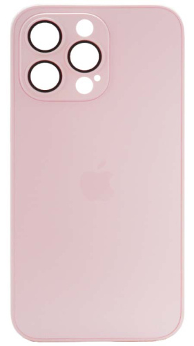 Силиконовый чехол для Apple iPhone 15 Pro Max матовое стекло с линзами розовый