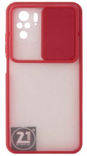 Силиконовый чехол для Xiaomi Redmi Note 10 с защитой камеры хром красный