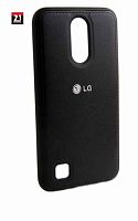 Силиконовый чехол для LG K10 кожа с логотипом чёрный